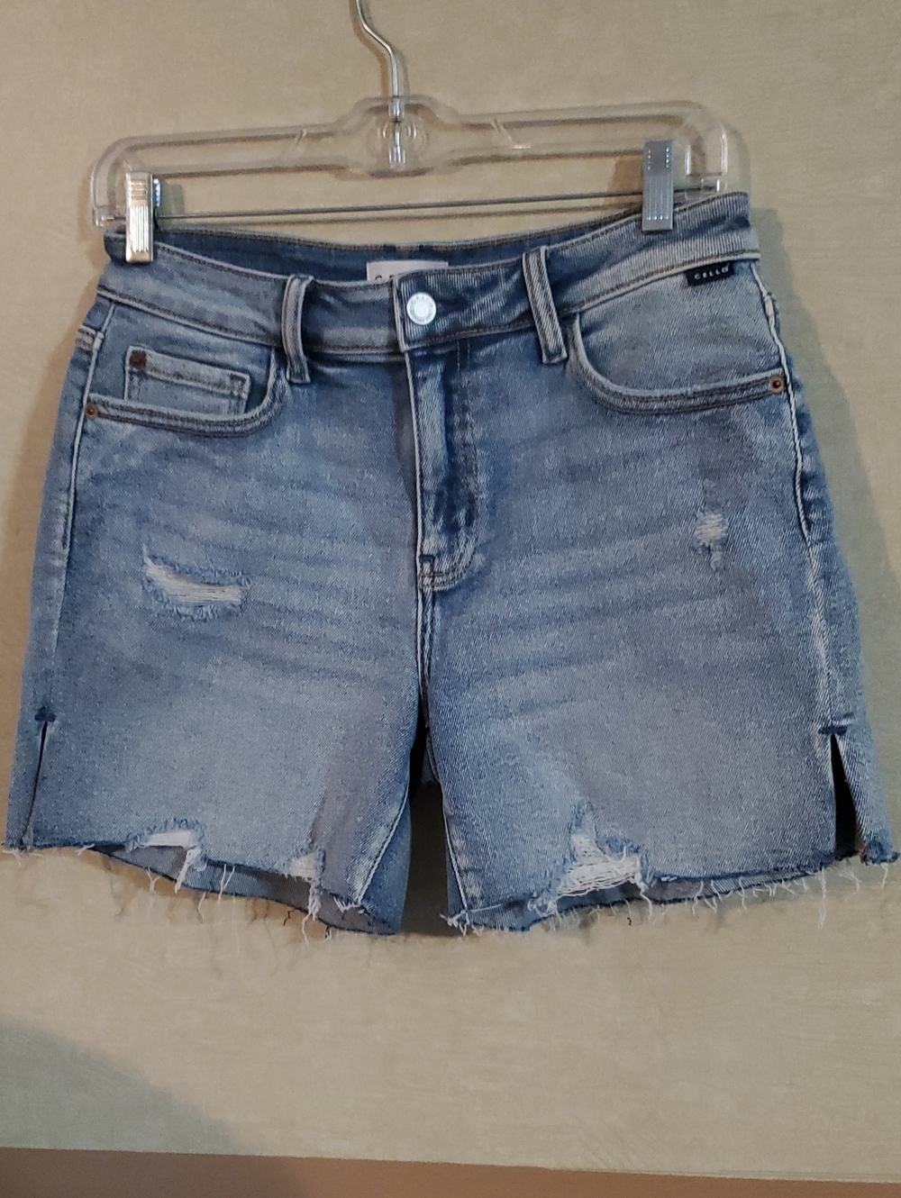 Cello Light Blue Distressed Denim Shorts
